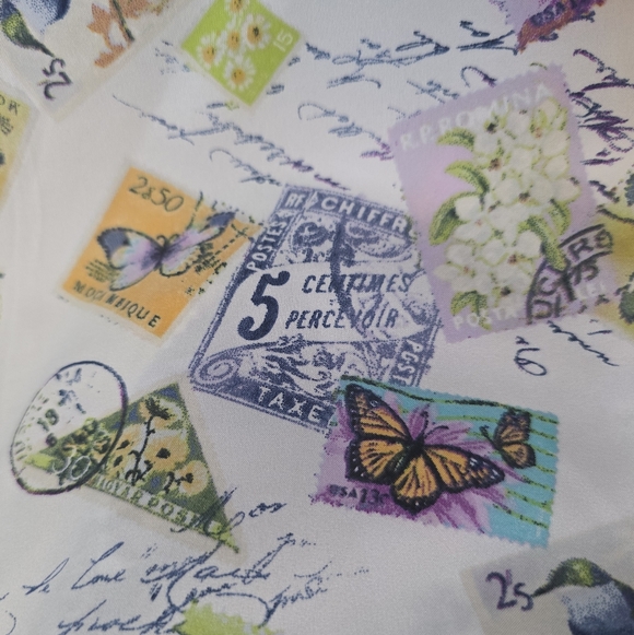 Chico's Postcard Print Stripe Jacket/Fully Lined SZ 2 US 12-14 - Picture 10 of 15